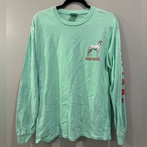 Comfort Colors Sea Dog St. Kitts & Nevis Long Sleeve Tee Size M Green